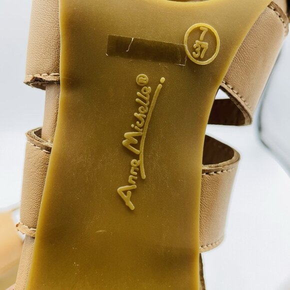 Anne Michelle Heels Womens Size 7 Tan Brown Lace Stiletto Gladiator Strappy Shoe - Picture 10 of 11